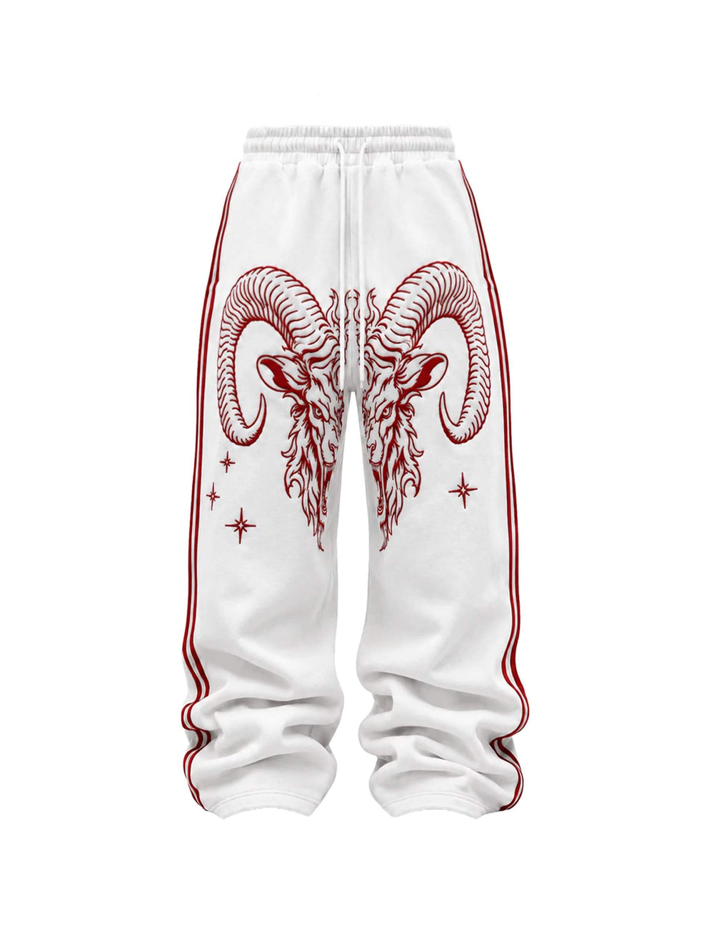 KARMANISTIC Sheep Head Embroidered Side Stripe Baggy Sweatpants | Face 3 Face