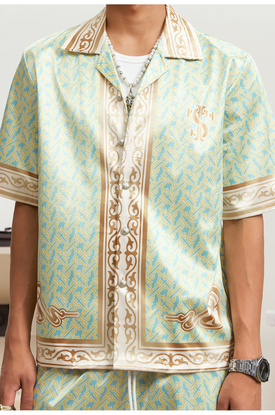 Small Town Kid 3D Digital Print Satin Cuban Shirt Set | Face 3 Face