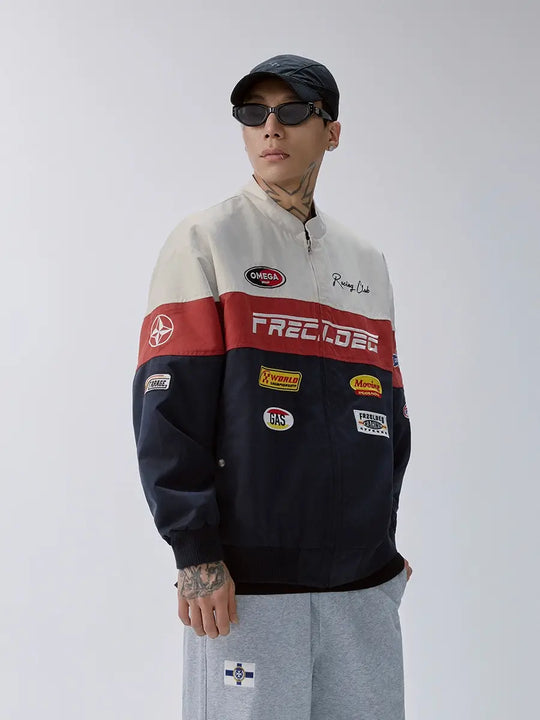F2CE Patchwork Color Block Racing Jacket | Face 3 Face