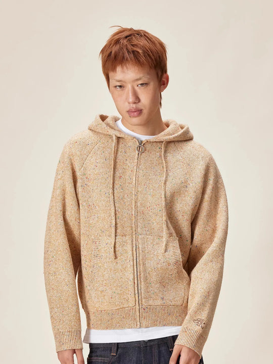 EVILKNIGHT(EK) Speckled Knit Zip Up Hoodie