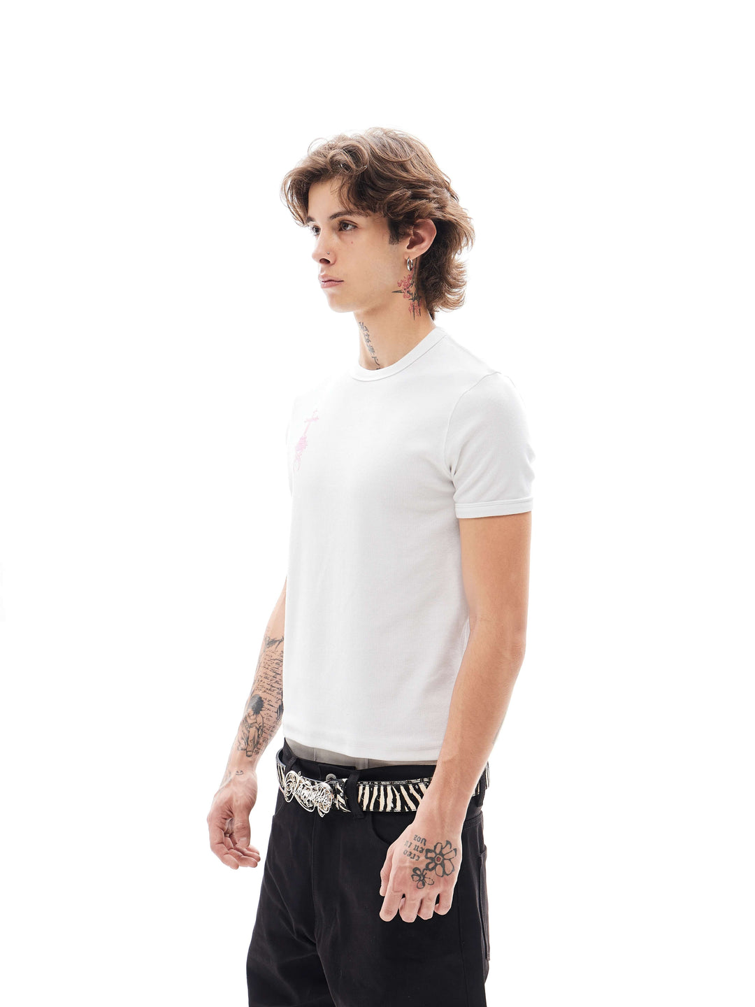KARMANISTIC Cross Letter Print Slim Fit Short Sleeve Tee | Face 3 Face