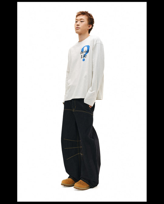 NOVACAM Question Mark Print Long Sleeve Tee | Face 3 Face