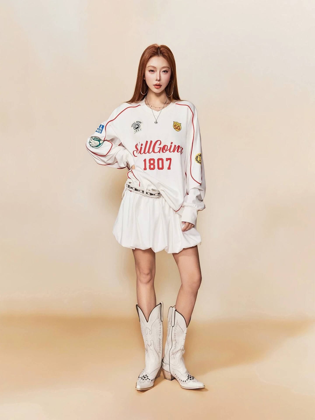 1807 Patchwork Print V Neck Long Sleeve Hockey Jersey | Face 3 Face