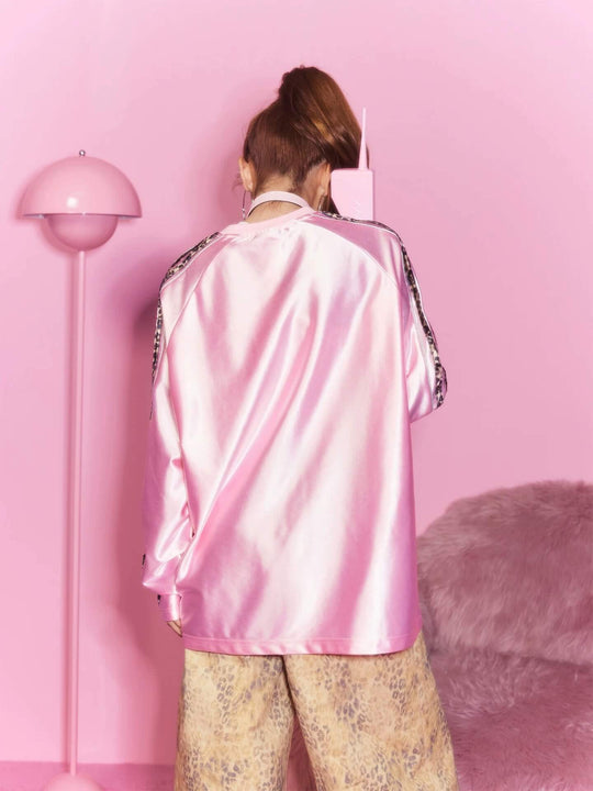 1807 Barbie Leopard Print Patch Long Sleeve Hockey Jersey | Face 3 Face