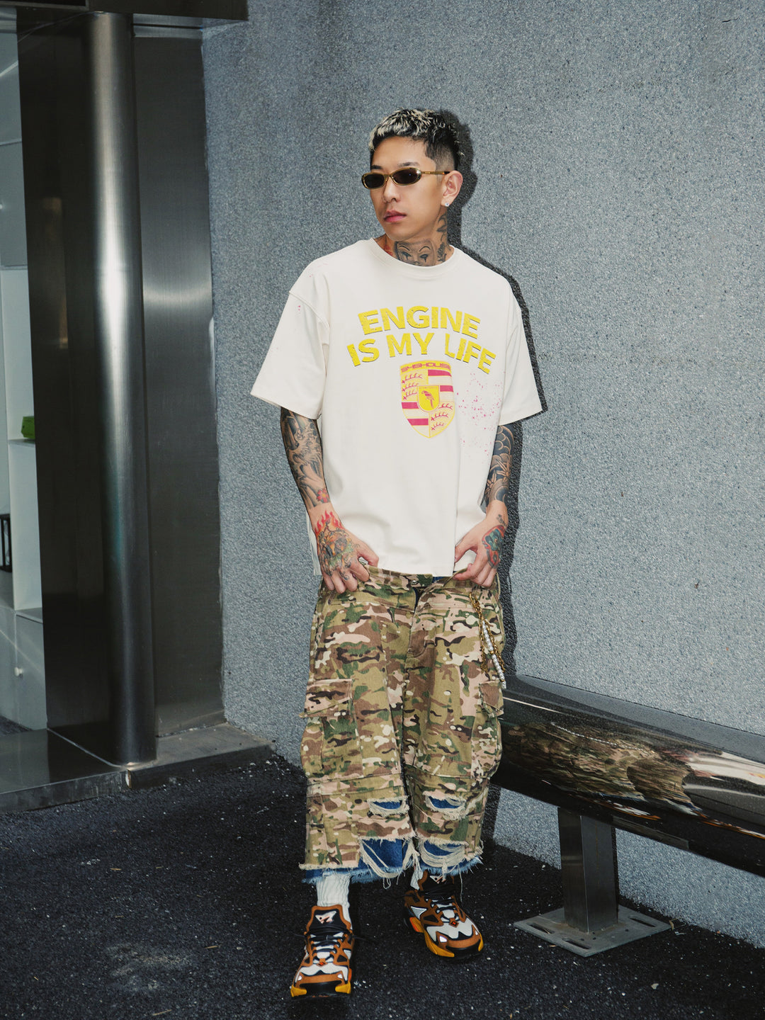 S45 Double Layer Destruction Camouflage Shorts | Face 3 Face