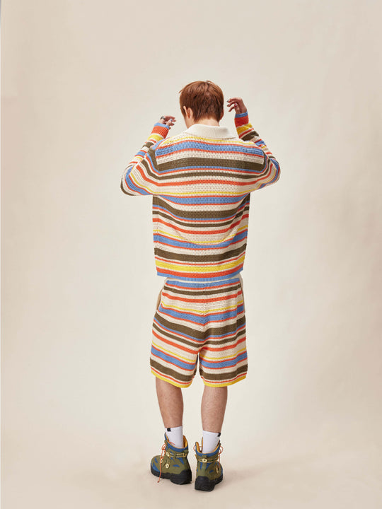 EVILKNIGHT(EK) Multicolor Striped Knit Cardigan