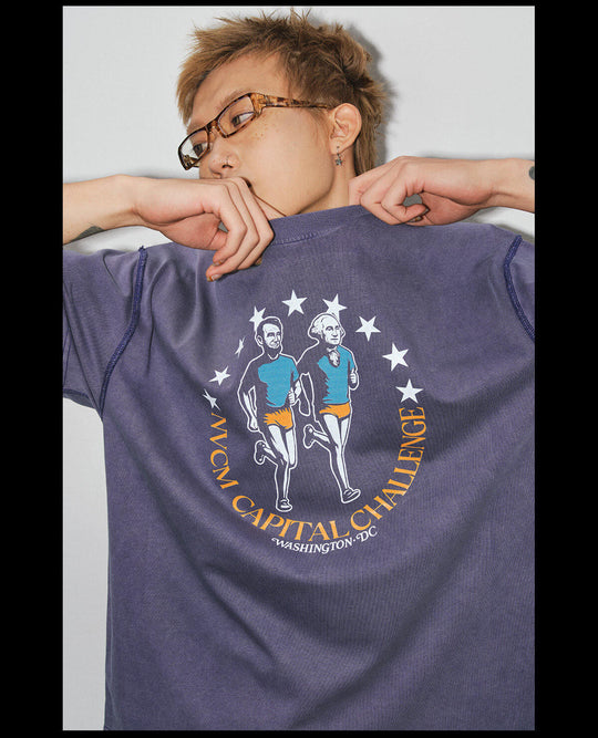NOVACAM Running Graphic Print Washed Short Sleeve Tee | Face 3 Face
