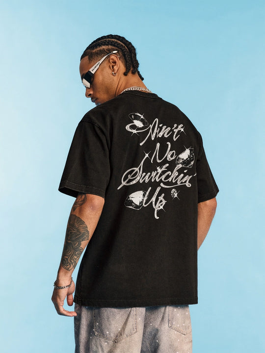 1807 SWAROVSKI Crystal Printed Washed Tee | Face 3 Face