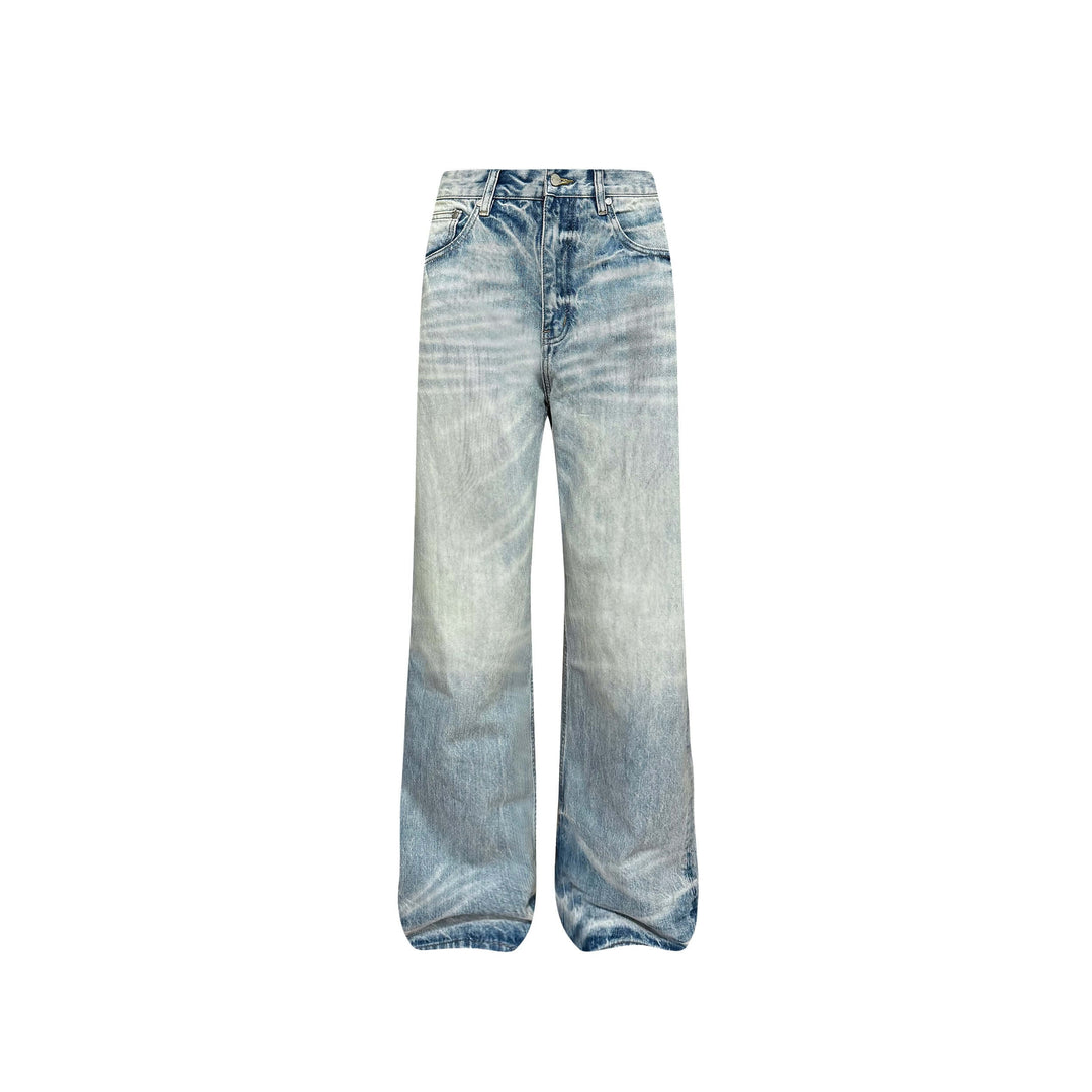 S45 Vintage Whisker Wash Distressed Slub Denim Jeans