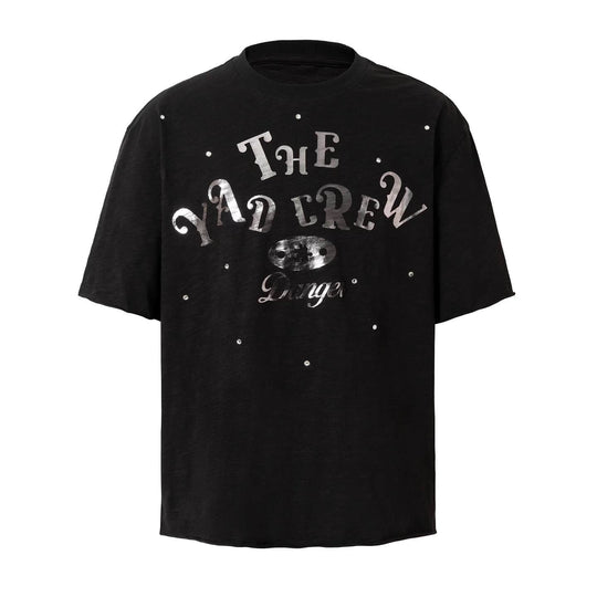 YADcrew Silver Logo Print All Over Rhinestone Tee | Face 3 Face