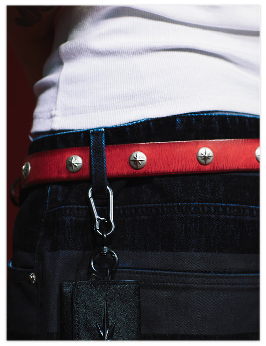 Remedy Washed Color Metal Studded Leather Belt | Face 3 Face