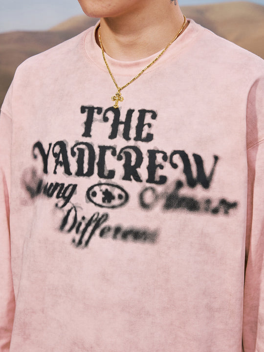 YADcrew Washed Ink Dyed Print Long Sleeve Tee | Face 3 Face