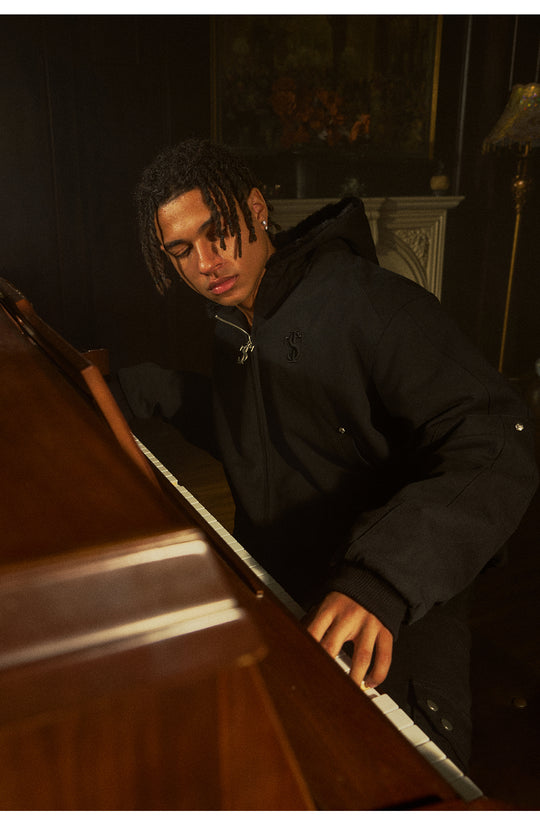 Small Town Kid Studded Cross Fur Work Jacket | Face 3 Face