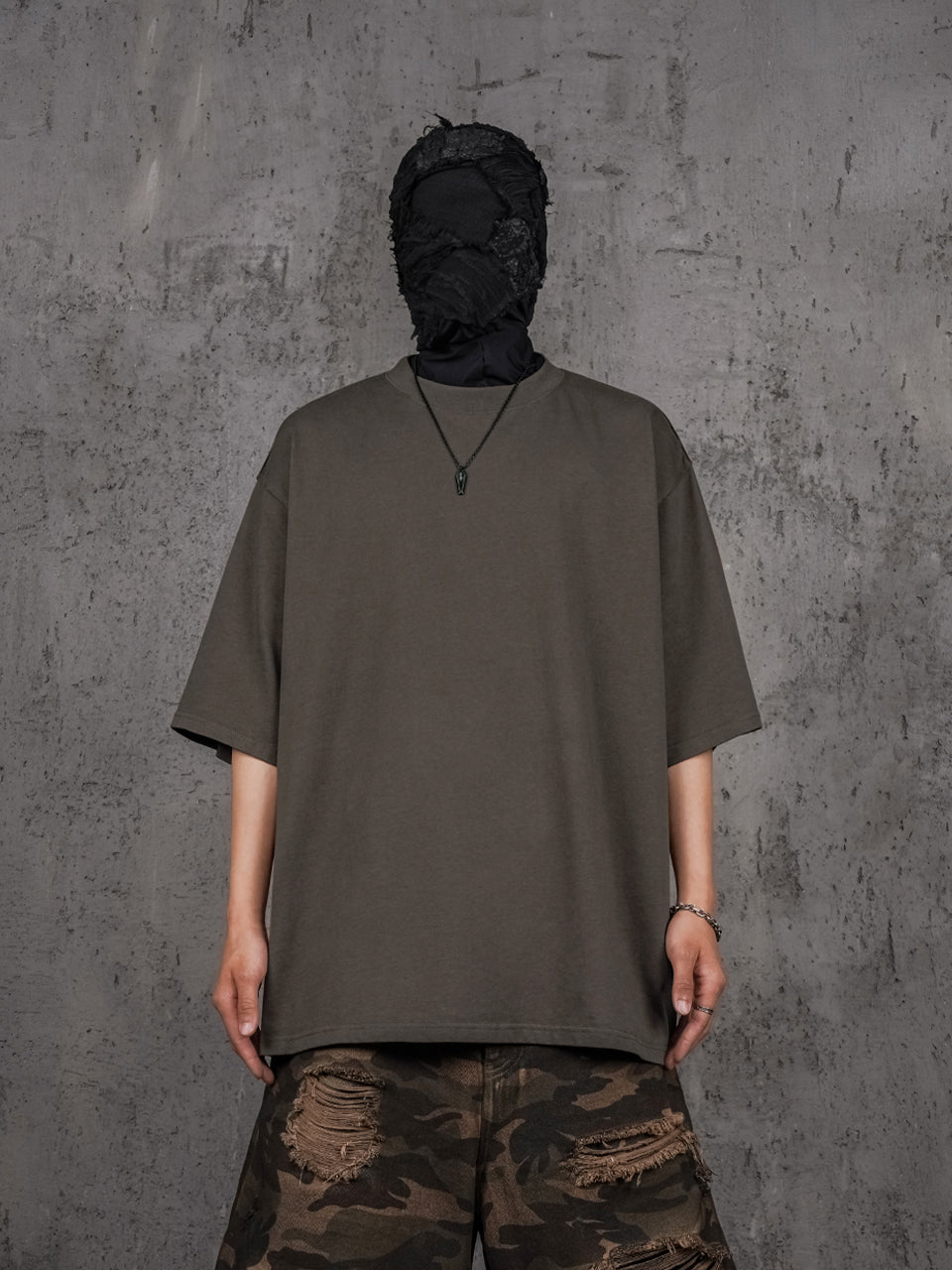 UNDERWATER Brown Sand-Washed Basic Faded Tee | Face 3 Face