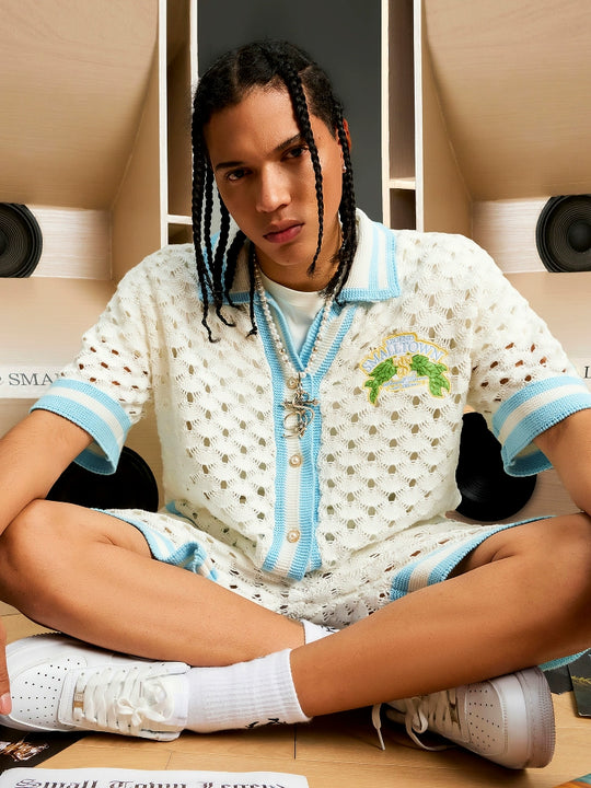 Small Town Kid Crochet-Knit Hawaiian Shirt Set | Face 3 Face