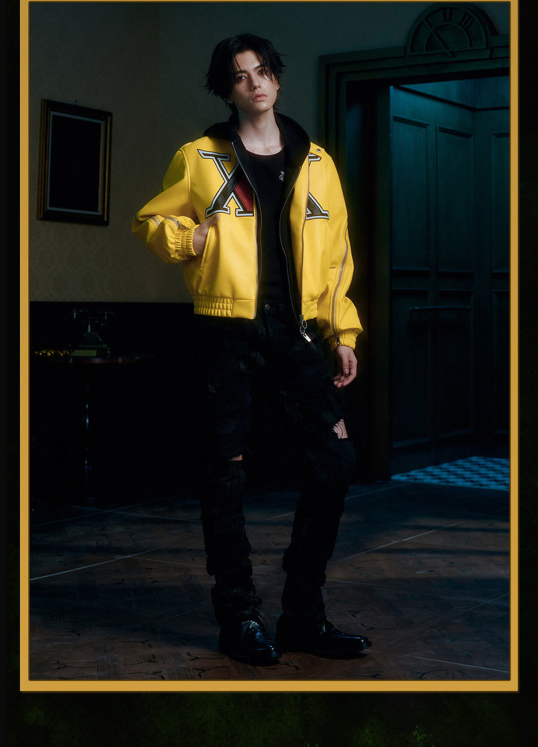 MEDM × HUNTER×HUNTER Hunter Association Logo PU Leather Jacket
