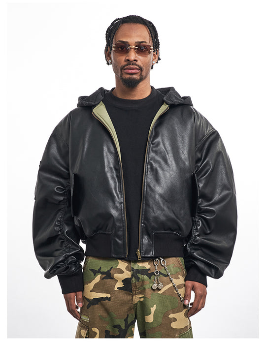 F3F Select Reversible PU Leather MA-1 Bomber Jacket | Face 3 Face