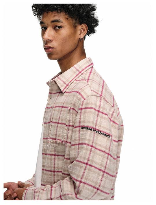 ANTIDOTE Destroyed Plaid Long-Sleeve Shirt | Face 3 Face