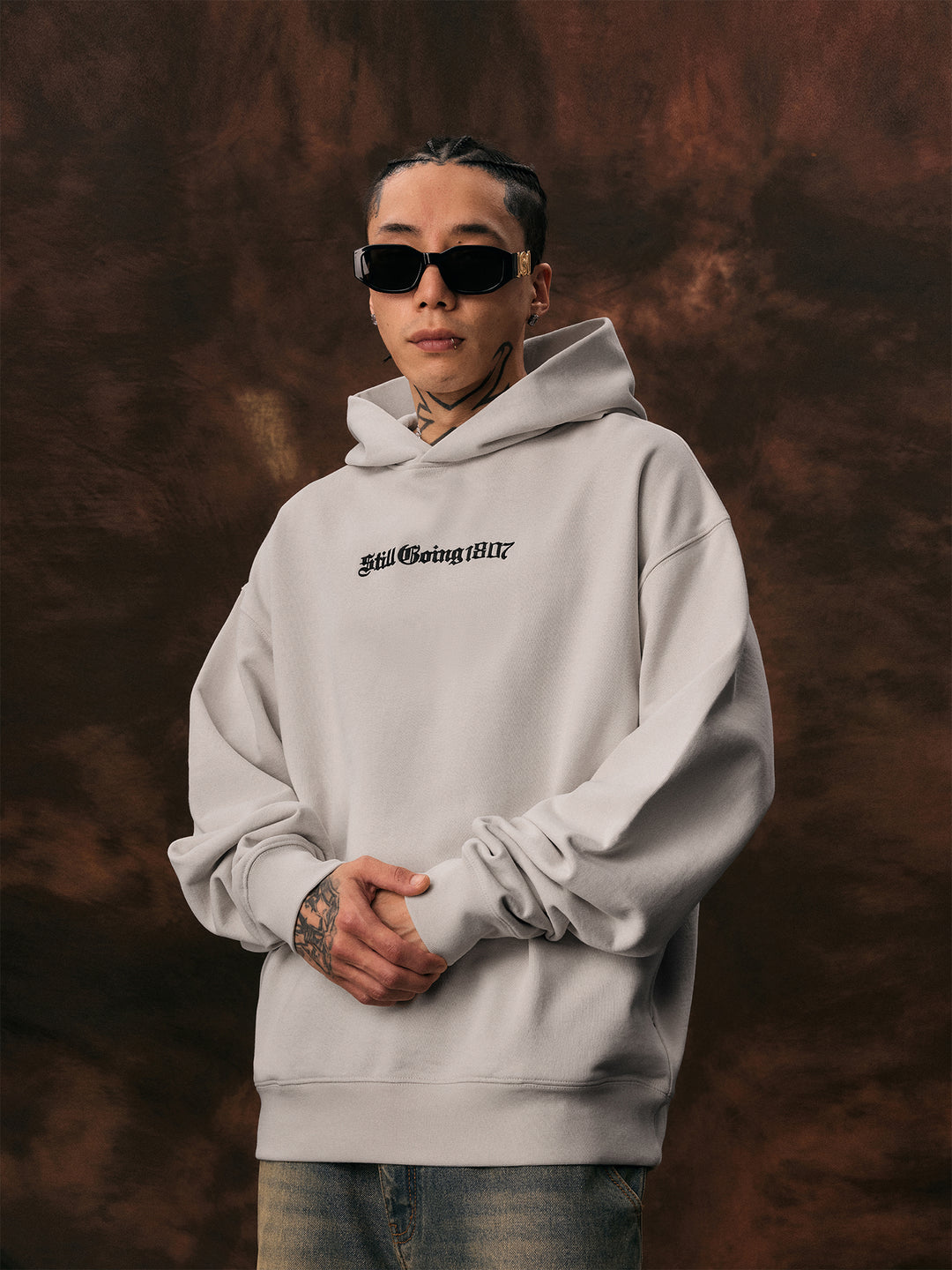 1807 Basic Gothic Font Embroidered men's Hoodie | Face 3 Face