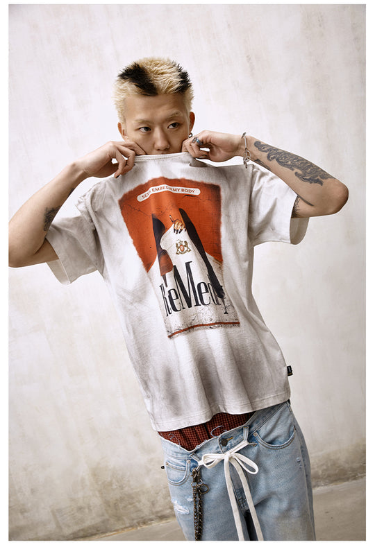 Remedy Inspired Print Washed Aged Tee | Face 3 Face