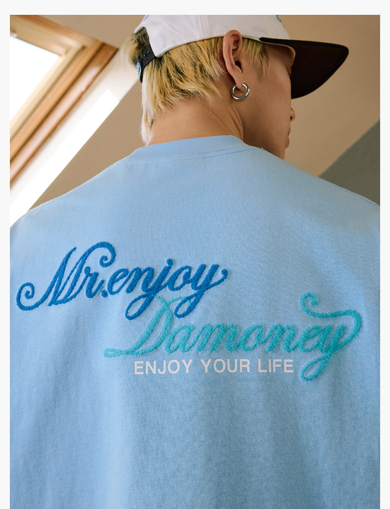 MEDM Fuzzy Embroidered Print Logo Tee | Face 3 Face