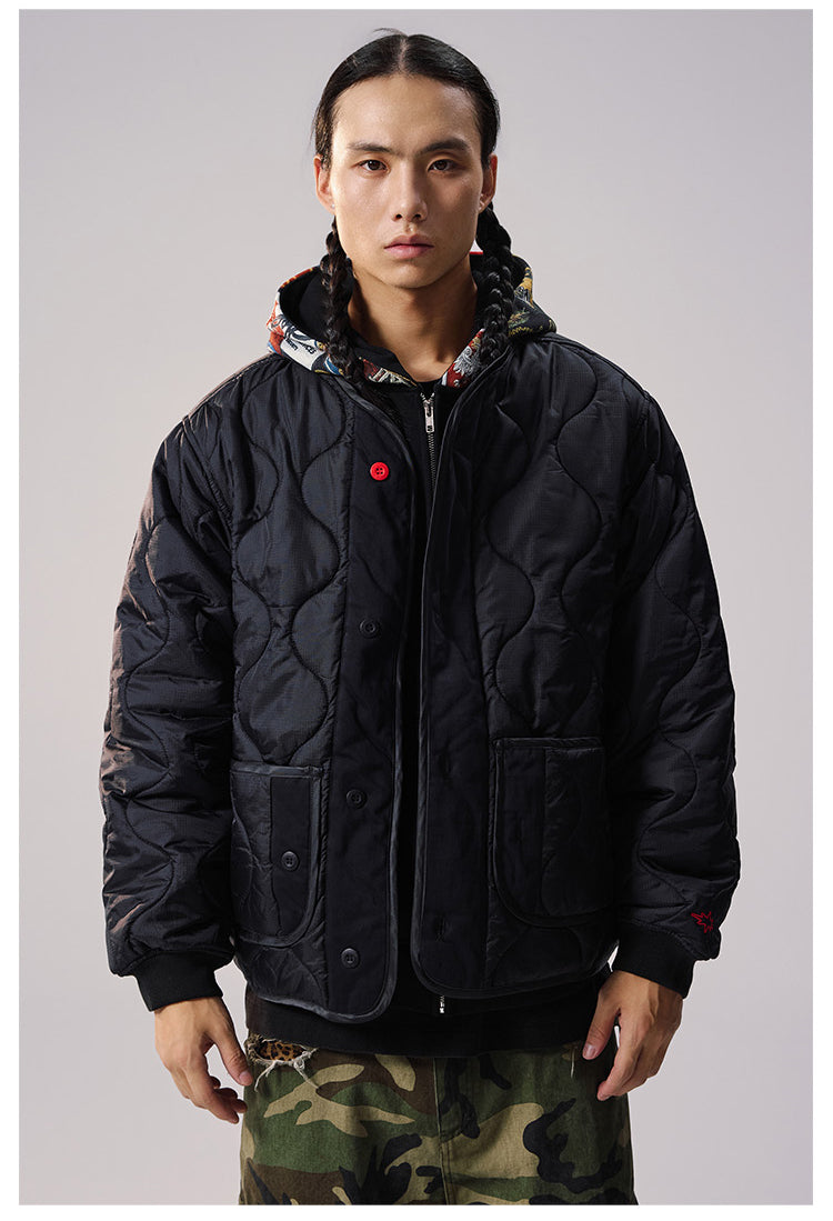 Remedy Patch Embroidered Quilted Military Jacket | Face 3 Face