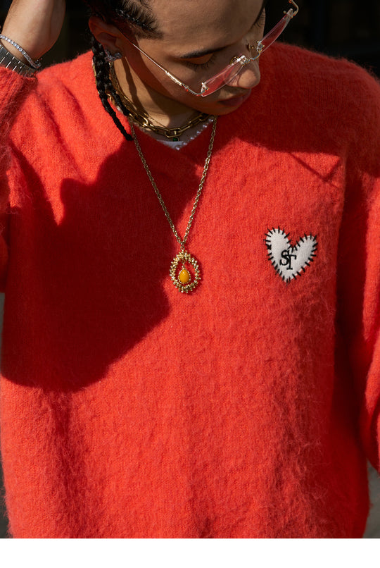 STEEPC Wool Blend Heart Patch Knit Sweater | Face 3 Face