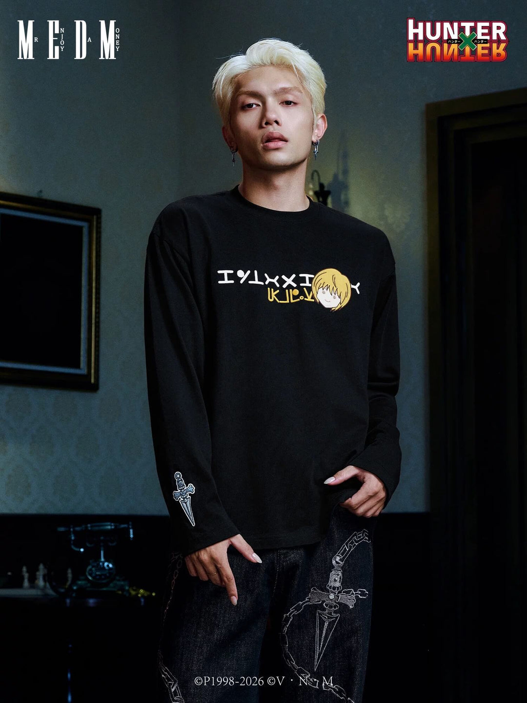 MEDM × HUNTER×HUNTER Character Embroidered Patch Long Sleeve Tee | Face 3 Face