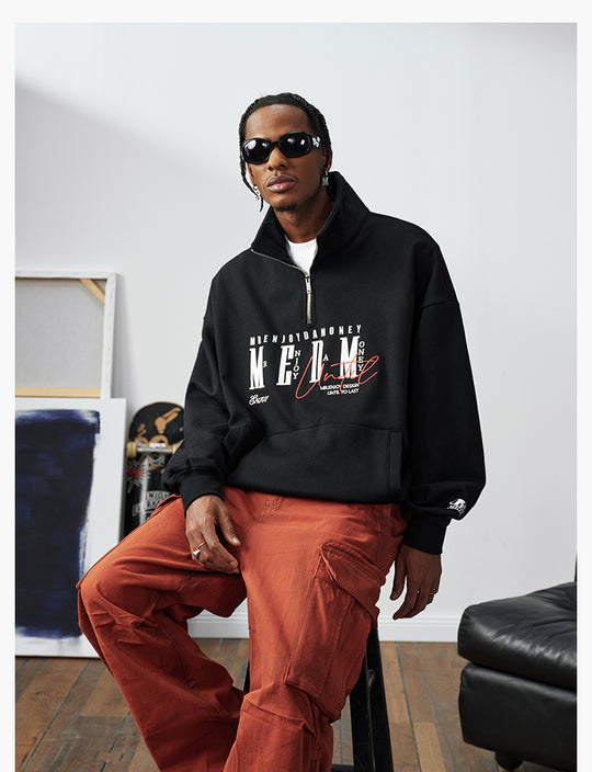 MEDM Half-Zip Logo Embroidered Sweatshirt | Face 3 Face