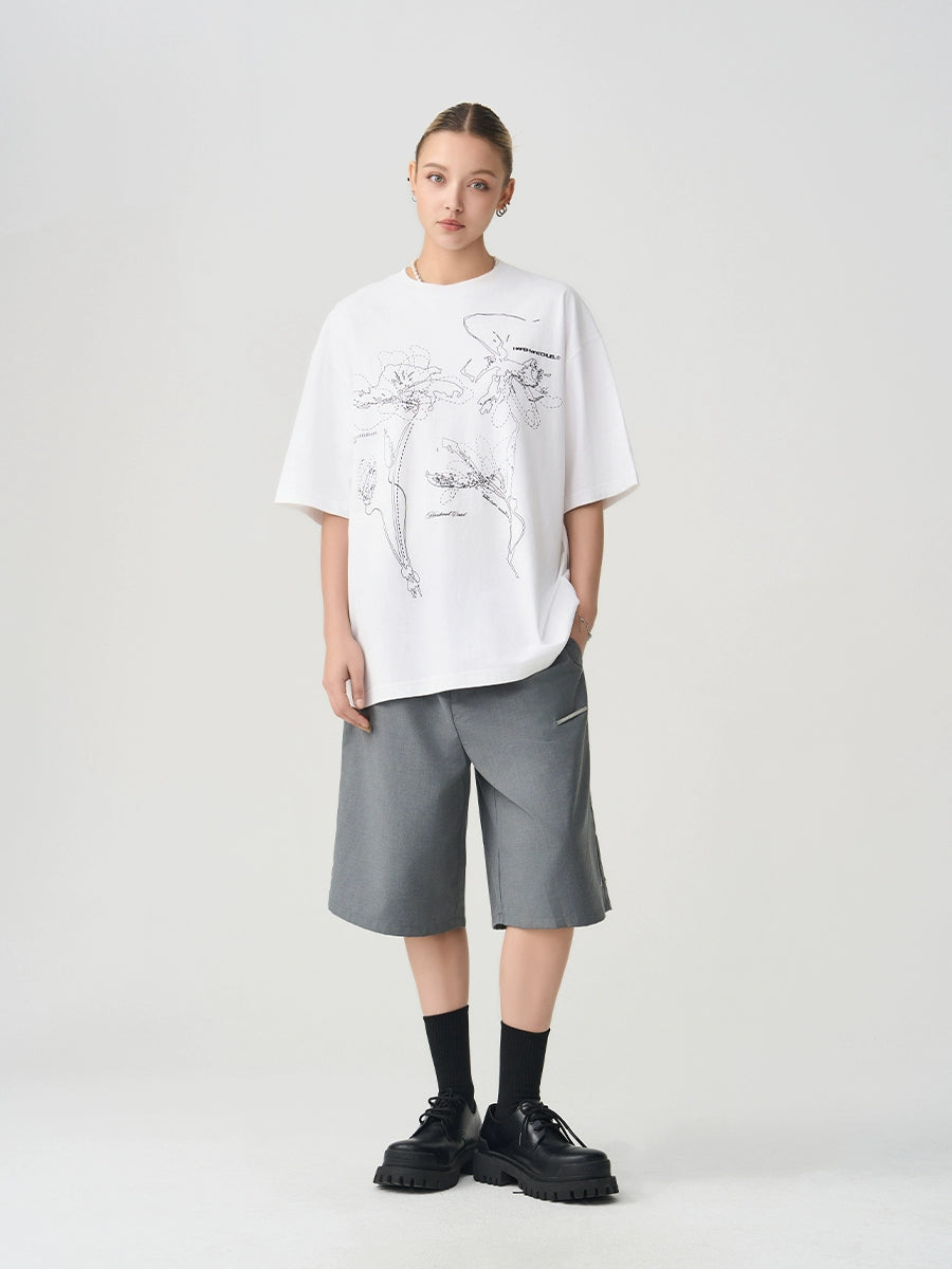 Harsh and Cruel Dotted Lines Flower Tee
