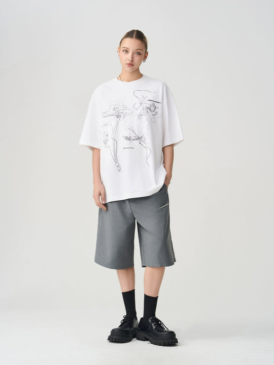 Harsh and Cruel Dotted Lines Flower Tee