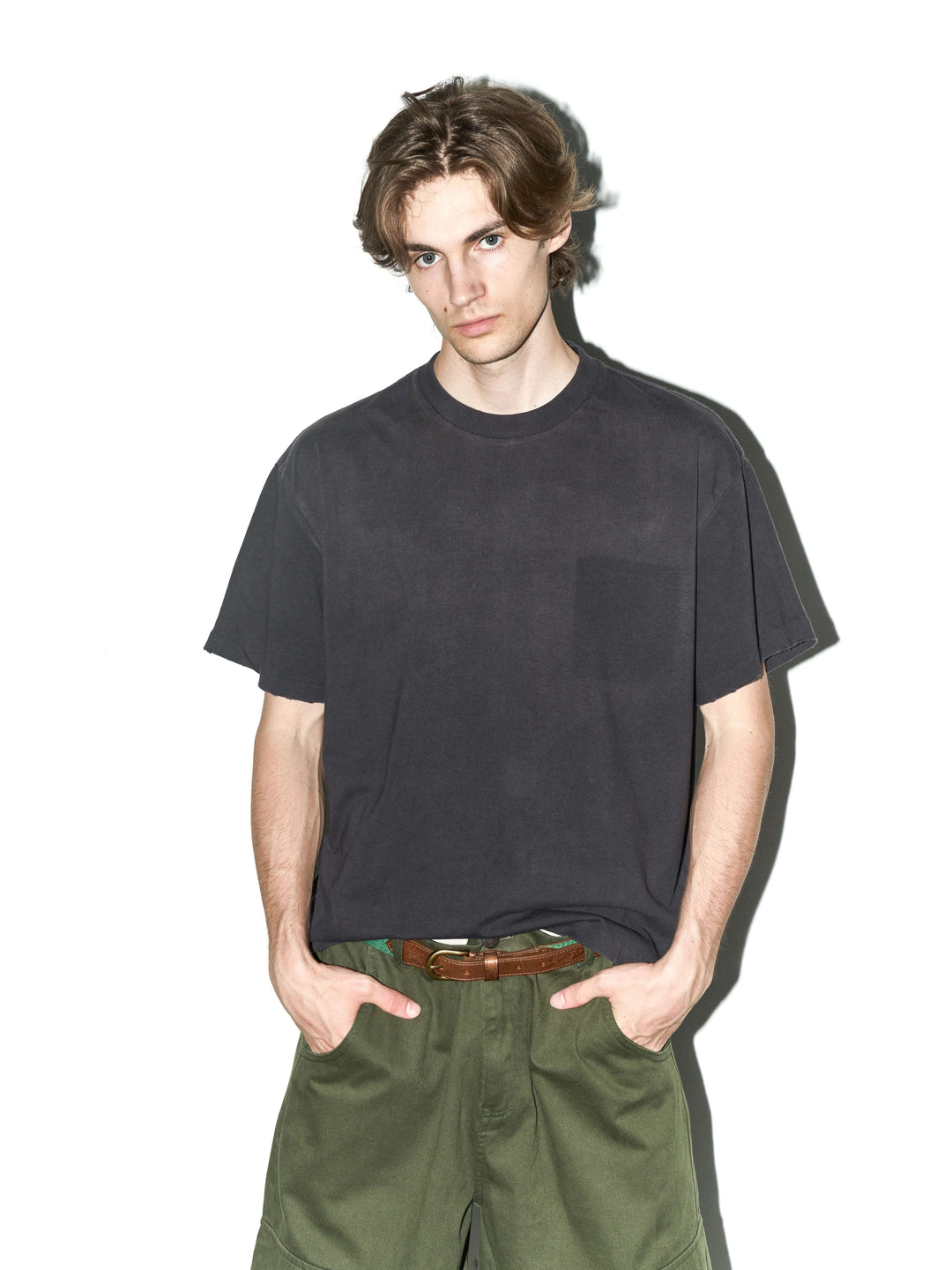 LIBERAFIT Vintage Washed Distressed Basic Short Sleeve Tee