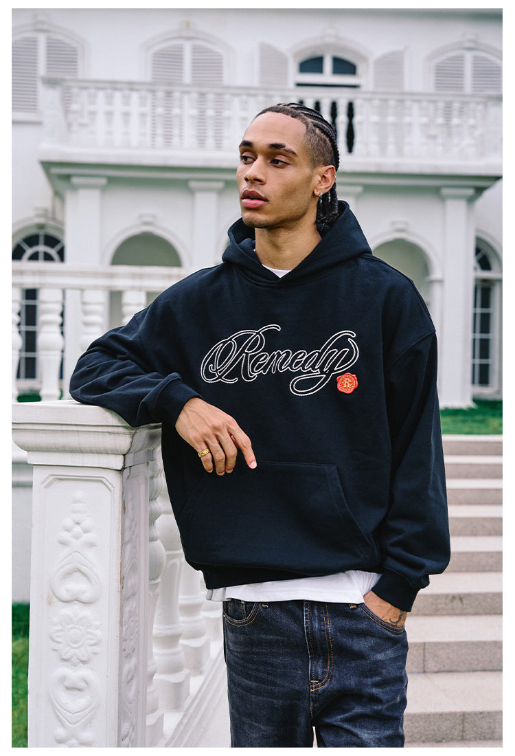 Remedy Metal Wax Seal 3D Logo Embroidered Hoodie | Face 3 Face