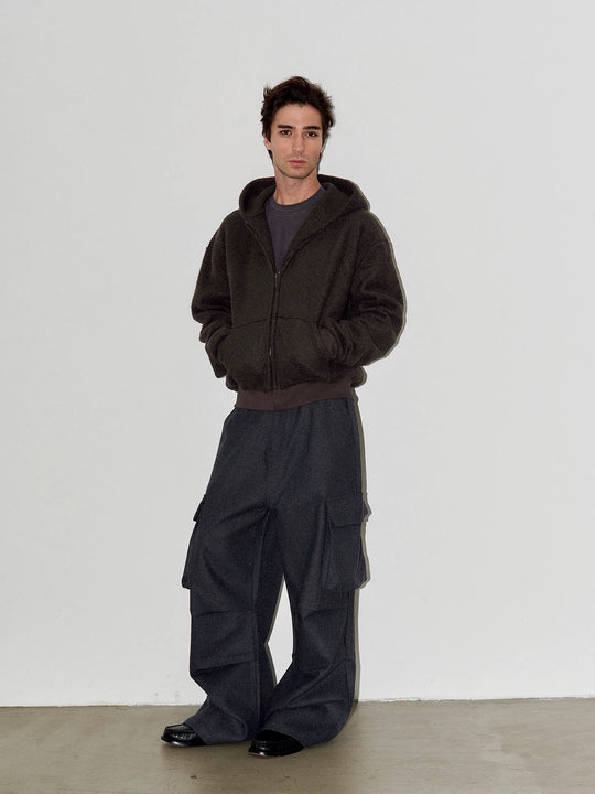 LIBERAFIT Wool Blend 3D Flap Pocket Baggy Cargo Pants | Face 3 Face