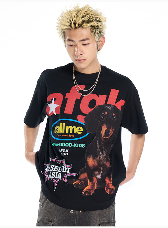 AFGK Dachshund Digital Print Tee | Face 3 Face
