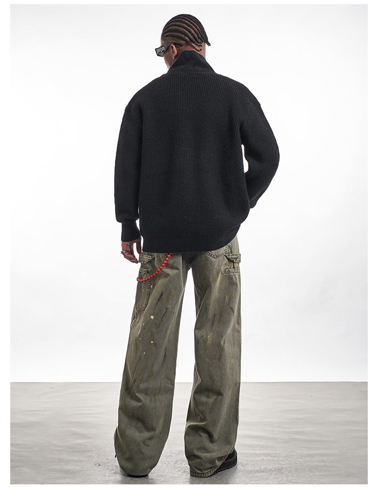 F3F Select Irregular Slant Button Knit Cardigan | Face 3 Face