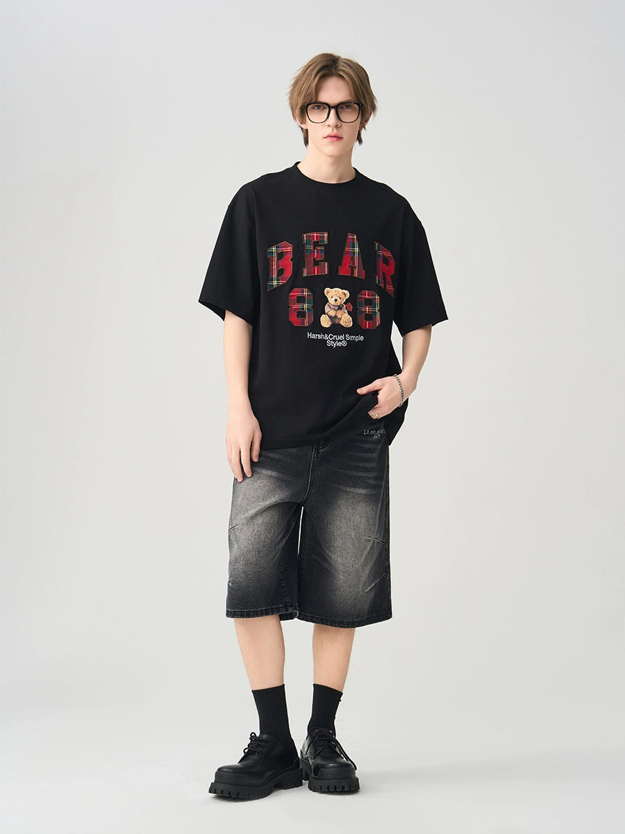 Harsh and Cruel Plaid Print Teddy Bear Tee