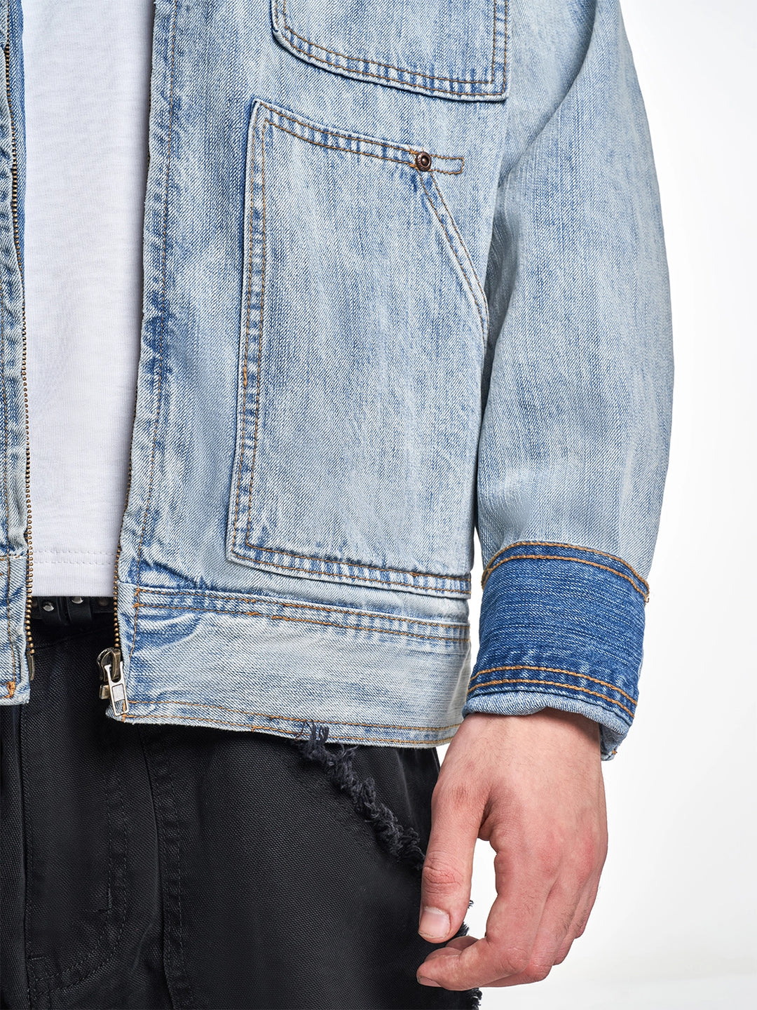 F3F Select Multi Pocket Washed Work Denim Jacket | Face 3 Face