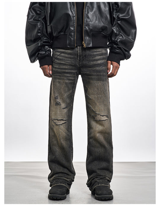 F3F Select Washed Hole Patch Black Gray Jeans | Face 3 Face