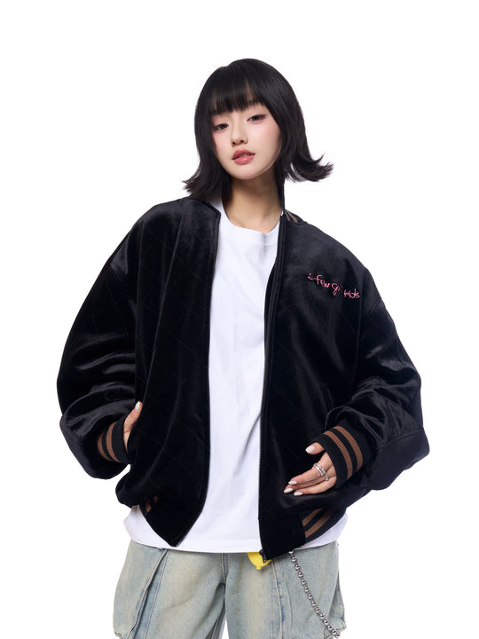 AFGK Dragon Embroidery Velvet Quilted Souvenir Jacket | Face 3 Face