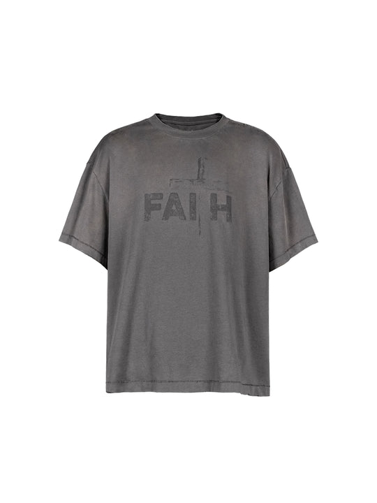 UNDERWATER Dirty Dye Destroyed Dusty Gray Vintage Print Tee | Face 3 Face