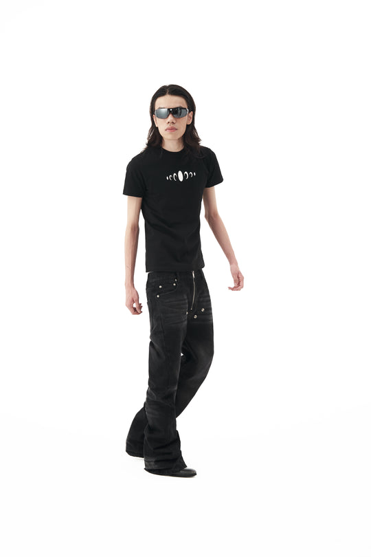 KARMANISTIC Rivet Zipper Fly Washed Flared Jeans | Face 3 Face