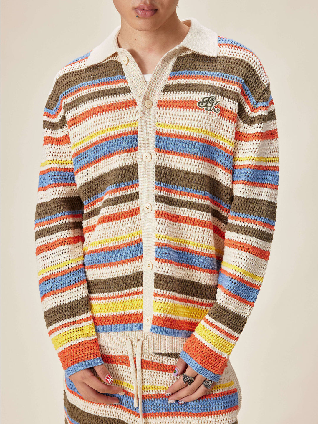 EVILKNIGHT(EK) Multicolor Striped Knit Cardigan