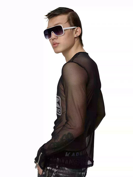 KARMANISTIC Mesh Half Zip Long Sleeve Tee | Face 3 Face
