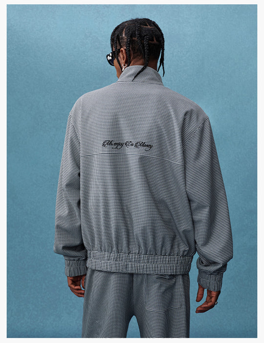 MEDM Houndstooth Leather Logo Track Jacket | Face 3 Face