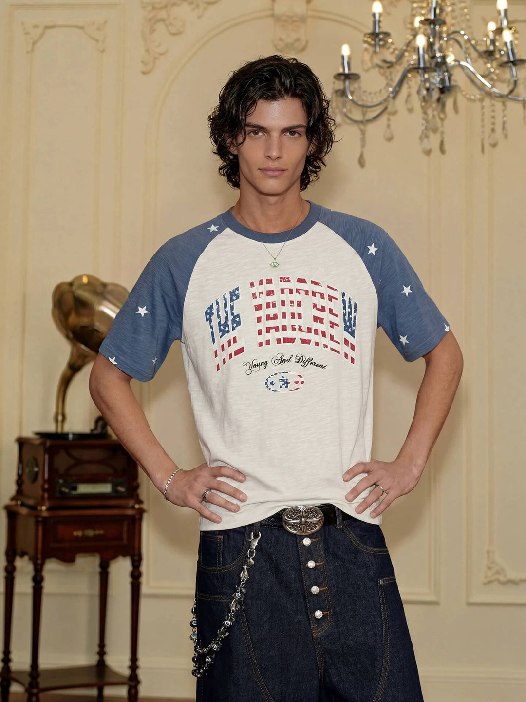YADcrew American Star Print Raglan Color Block Tee | Face 3 Face