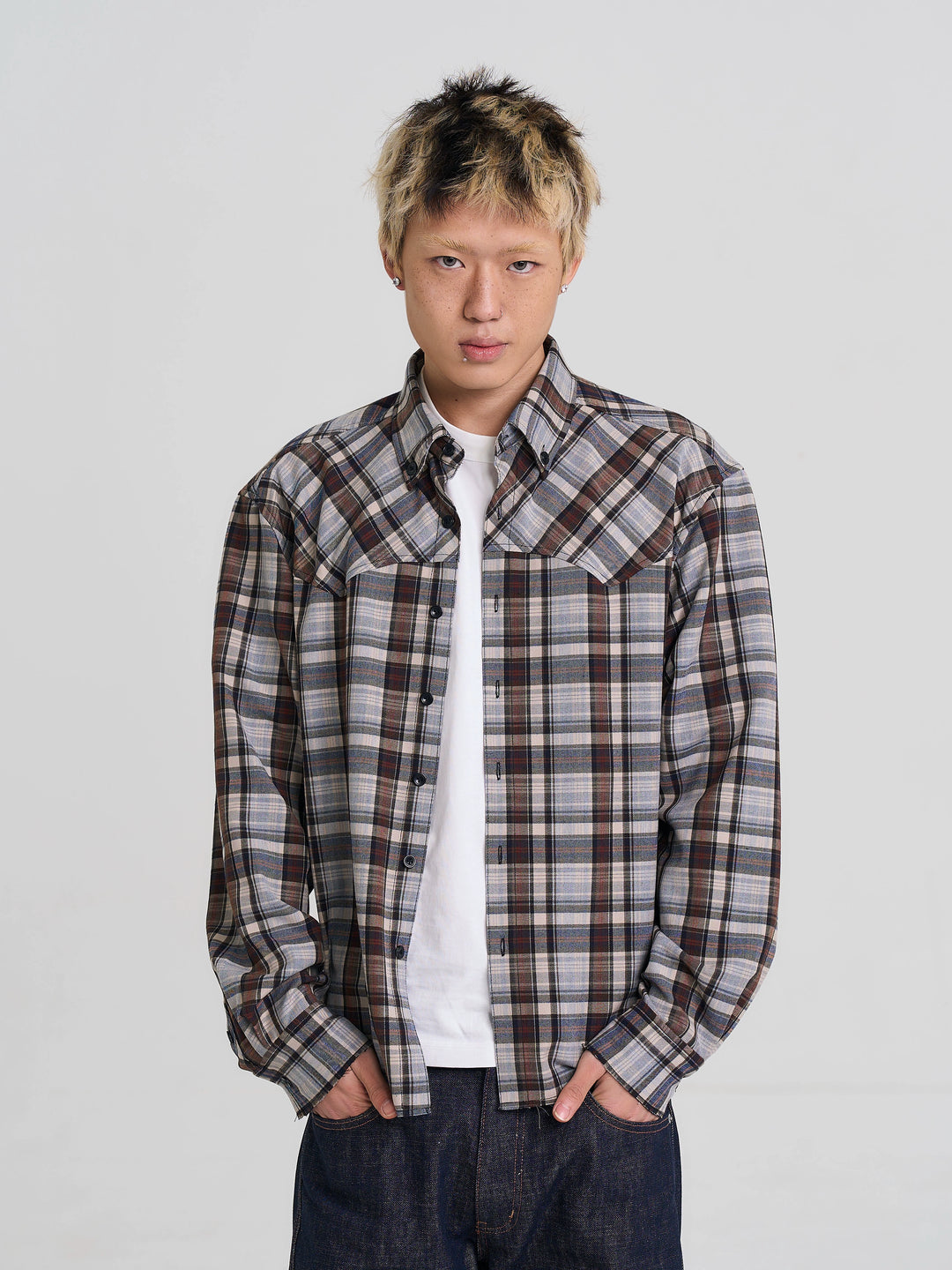 EVILKNIGHT(EK) Plaid Long Sleeve Western Shirt | Face 3 Face