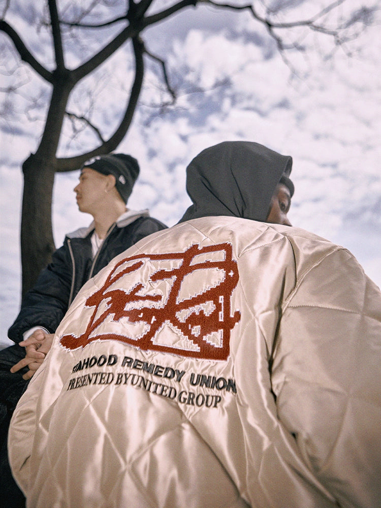 Remedy x STA STARMD Embroidered Quilted Hoodie Jacket | Face 3 Face