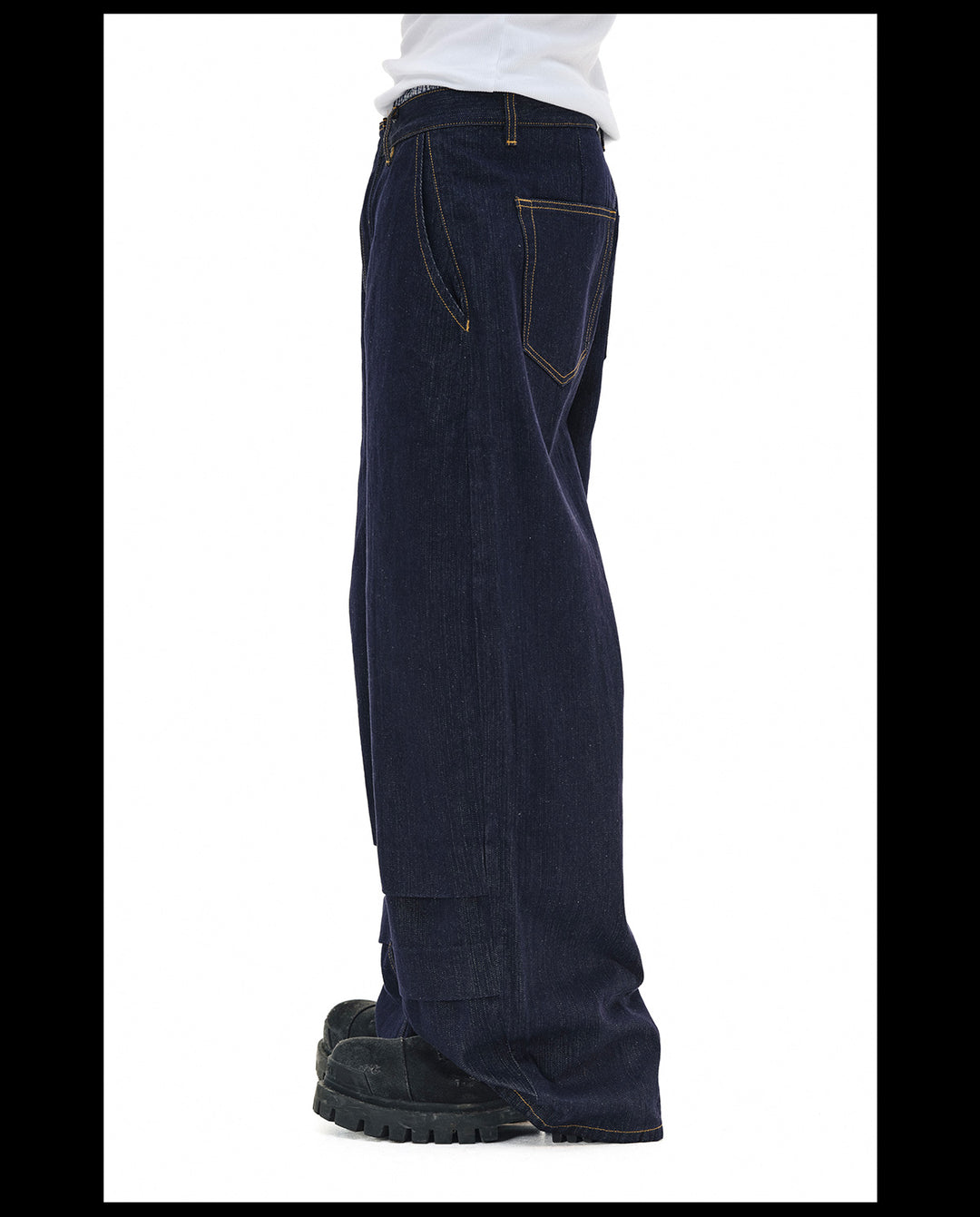 NOVACAM Blade Detail Folded Baggy Jeans | Face 3 Face