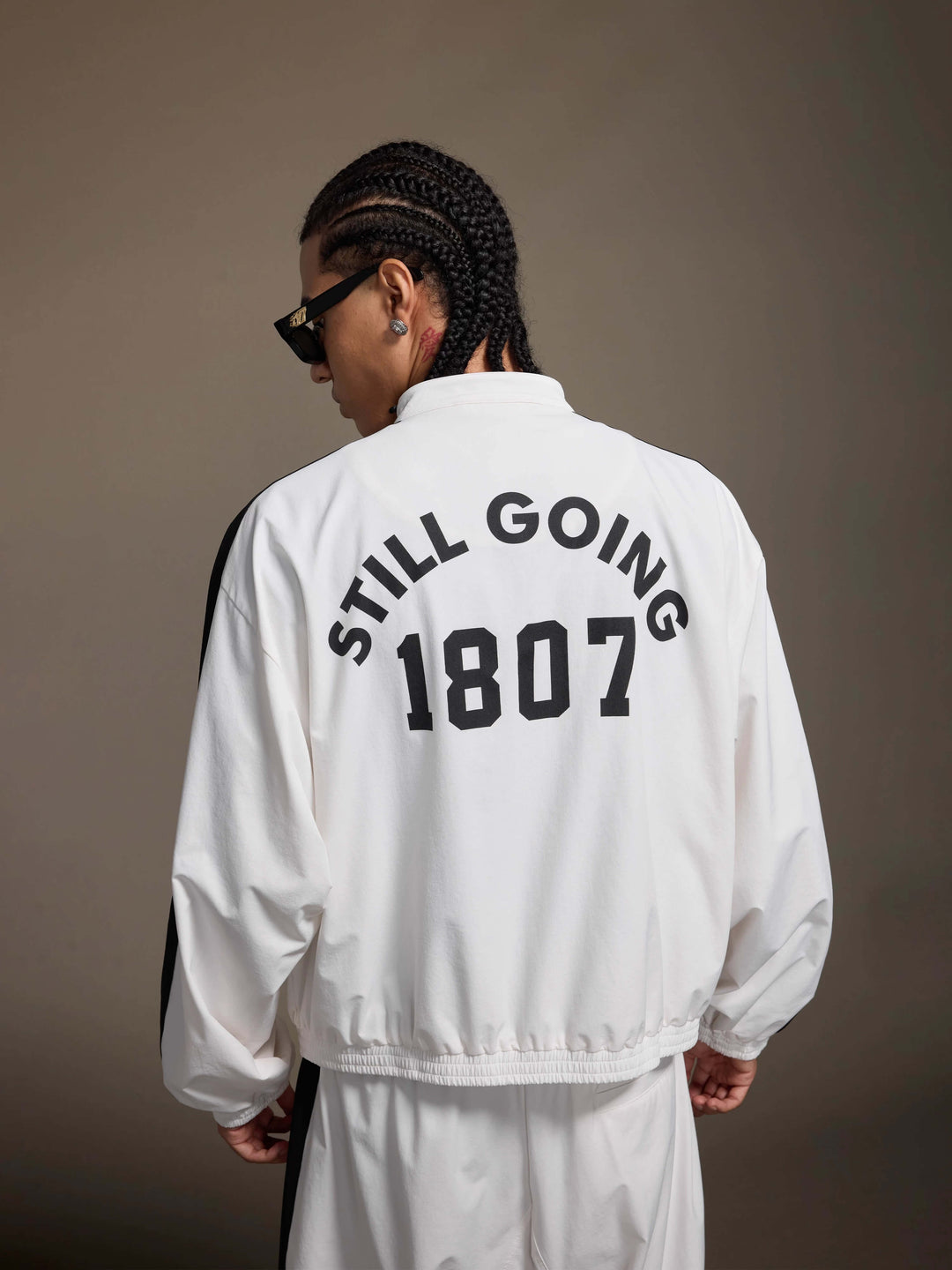 1807 Logo Print and Patch Sports Track Jacket | Face 3 Face